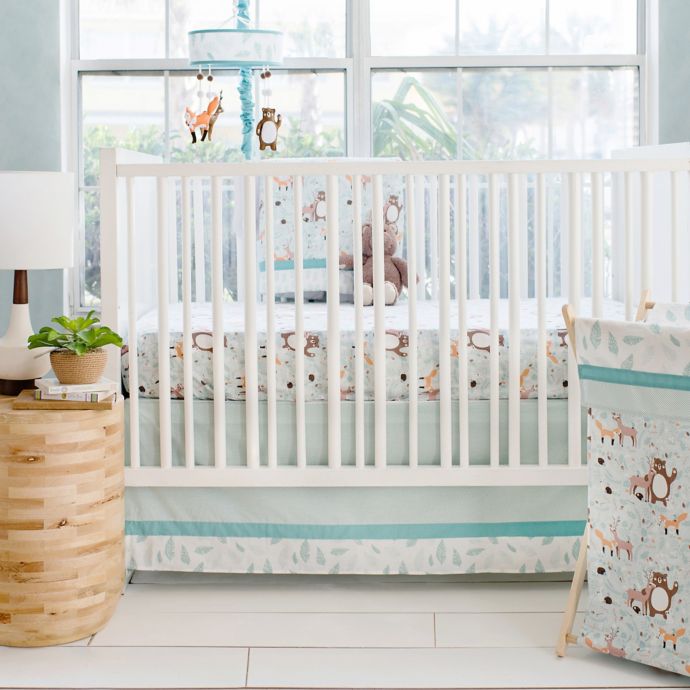 My Baby Sam Forest Friends 3 Piece Crib Bedding Set In Aqua