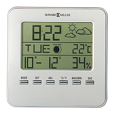Howard Miller&reg; Weather View Tabletop Alarm Clock in Silver. View a larger version of this product image.
