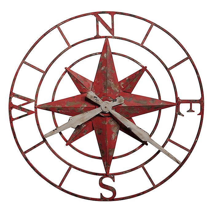 Howard Miller 32 Inch Compass Rose Wall Clock In Antique Red Bed Bath Beyond - Nautical Wall Clocks Howard Miller