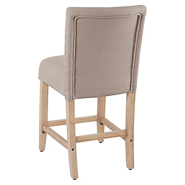HomePop&copy; Wood Upholstered Counter Stool in Tan. View a larger version of this product image.