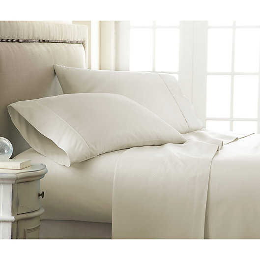 Alternate image 1 for Home Collection Checkered Full Sheet Set in Ivory