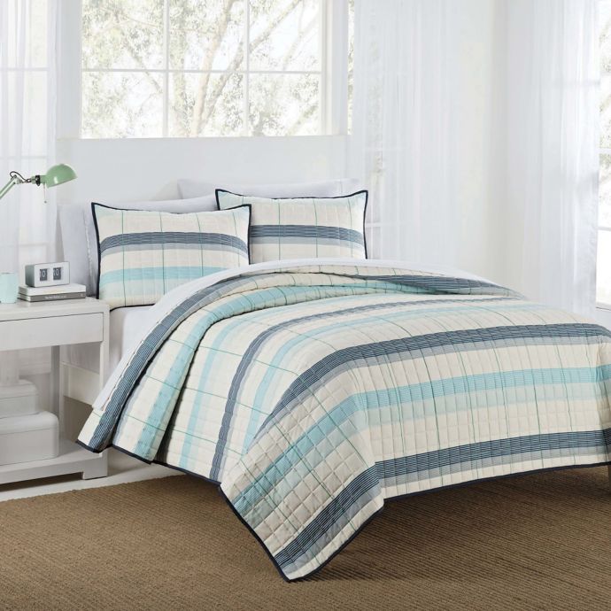 izod radford stripe aqua quilt se