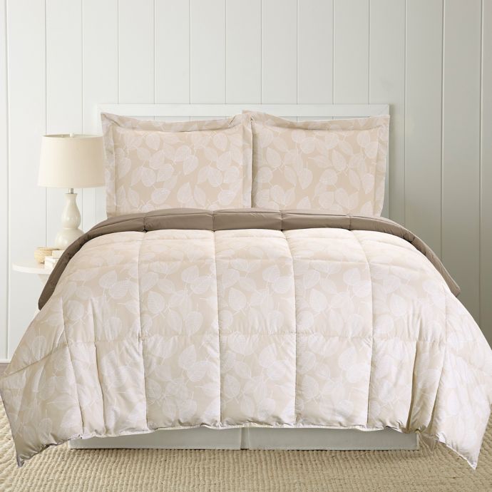 Pacific Coast Textiles Leaves Reversible Comforter Set Bed Bath