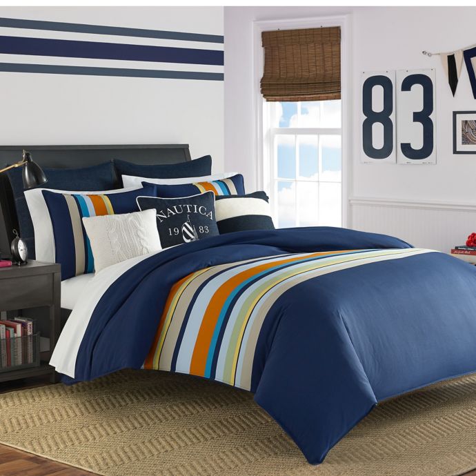 Nautica Heritage Sailing Stripe Reversible Comforter Set Bed