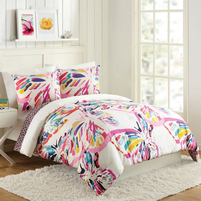 Vera Bradley Butterfly Flutter Reversible Comforter Set Bed