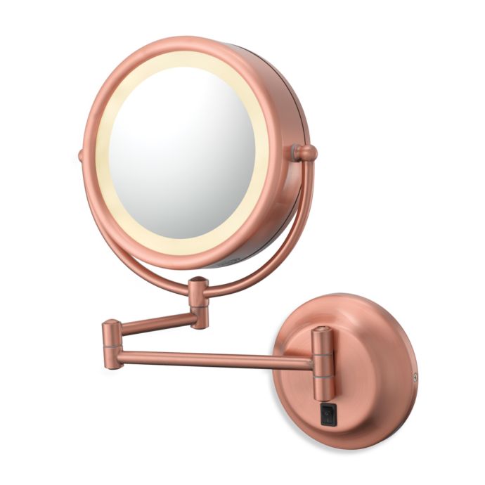 Kimball Young Double Sided Lighted 5x 1x Wall Mirror With Brushed Copper Finish Bed Bath Beyond