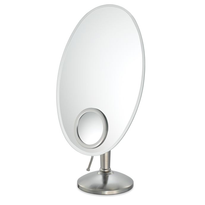 Mirror Image™ Oval Vanity Mirror with 10X InSet in Brushed Nickel Bed