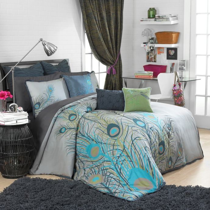 Peacock Feathers Duvet Cover Set 100 Cotton Bed Bath Beyond