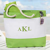 Colorful Name Embroidered Beach Tote in Green