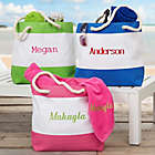 Alternate image 1 for Colorful Name Embroidered Beach Tote in Green