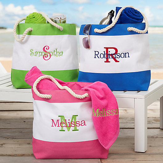 Alternate image 1 for All About Me Embroidered Beach Tote