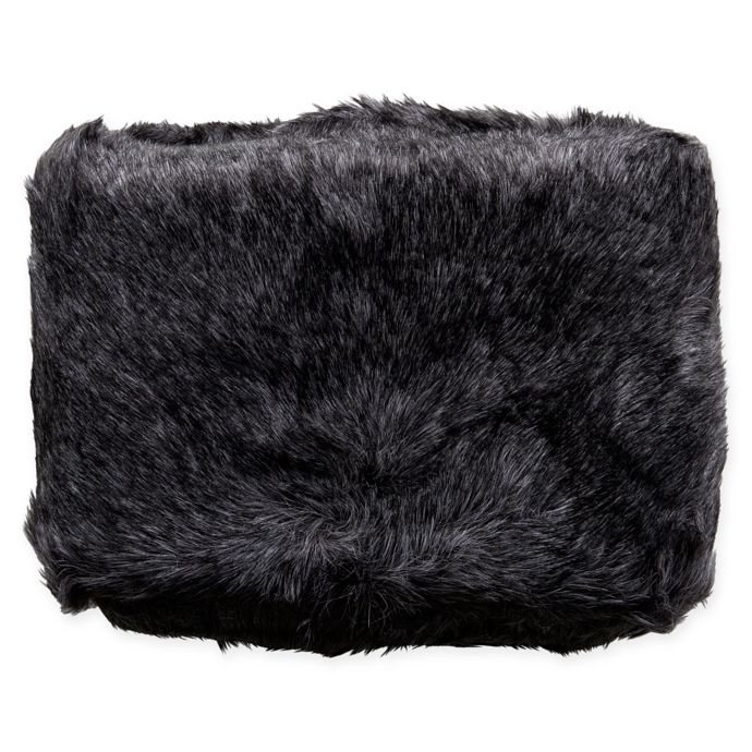 Surya Asena Faux Fur Throw Blanket In Black Silver Grey Bed Bath Beyond