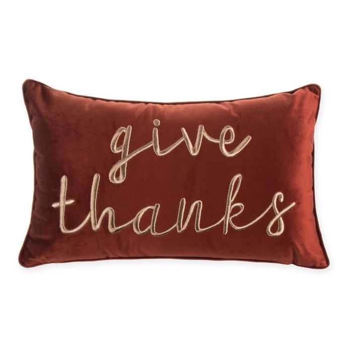 Give Thanks Rectangular Throw Pillow In Rust Bed Bath Beyond