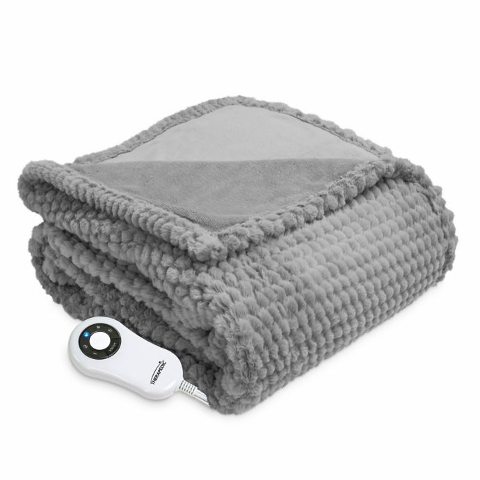 Therapedic® Faux Fur Electric Throw Blanket | Bed Bath & Beyond