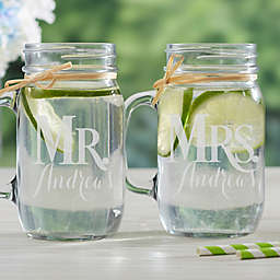 Mr. & Mrs. 2-Piece Glass Mason Jar Set