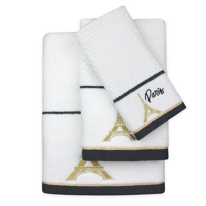 Colordrift Paris Dobby Bath Towel in White/Gold Bed Bath