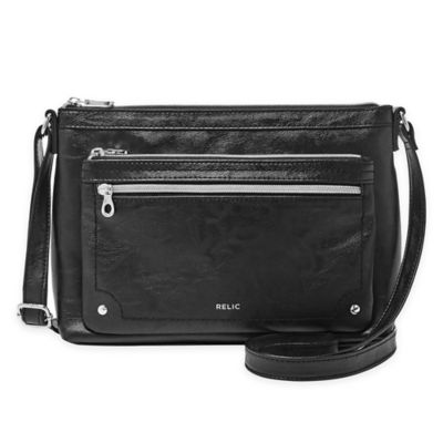 relic black leather purse