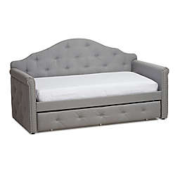 Baxton Studio® Emilie Upholstered Daybed with Trundle in Grey