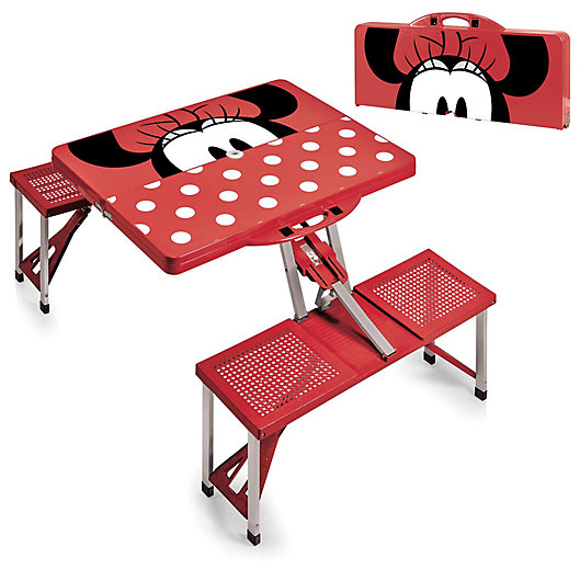 Alternate image 1 for Picnic Time® Disney® Minnie Mouse Picnic Folding Table with Seats in Red