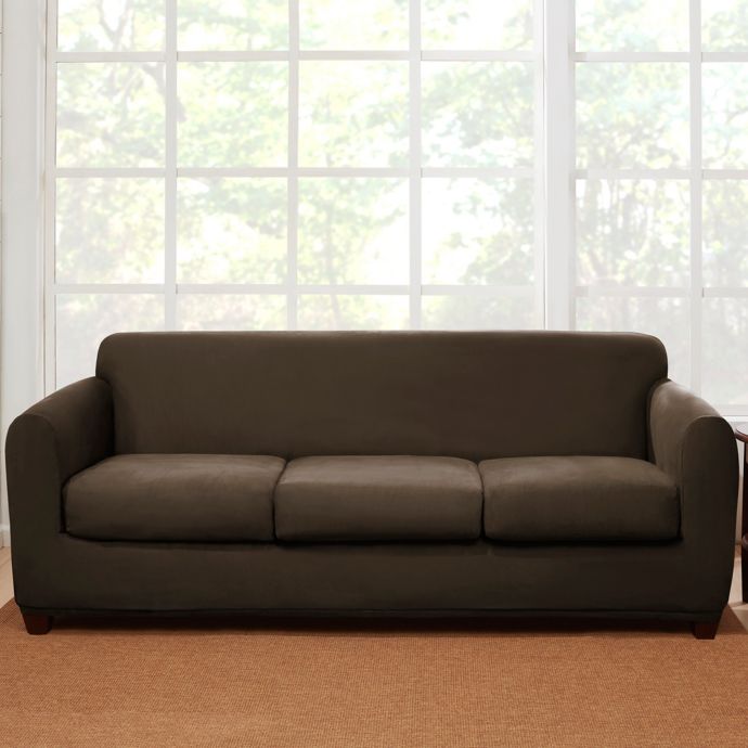 Sure Fit® 4 Piece Stretch Suede Sofa Slipcover | Bed Bath & Beyond