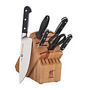 ZWILLING Pro 7-Piece Rubberwood Knife Block Set in Natural