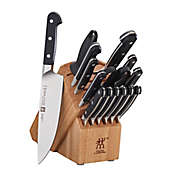 ZWILLING Pro 16-Piece Rubberwood Knife Block Set in Natural