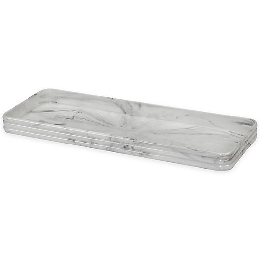 Alternate image 1 for Creative Bath™ Toilet Tank Tray with Bumpers in Marble White