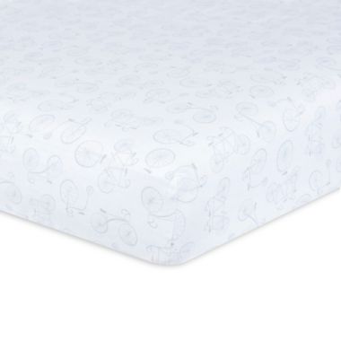 Just Born&reg; Keepsake Bicycle Fitted Portacrib Sheet in Grey/White. View a larger version of this product image.