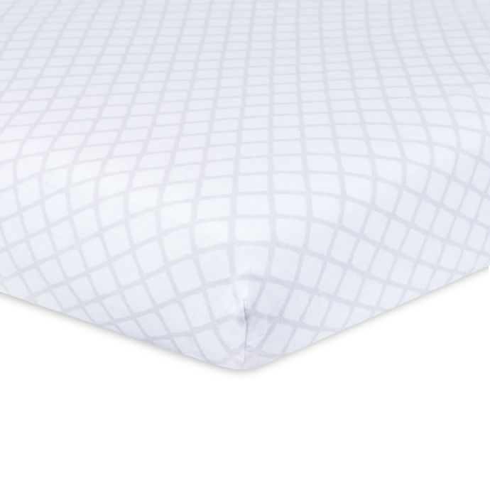 Just Born Keepsake Trellis Washed Linen Crib Sheet In Grey White