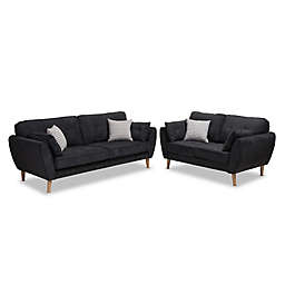 Baxton Studio® Upholstered Recliner Sofa in Dark Grey