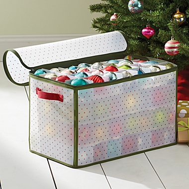 Christmas Tree Ornament Storage Box 112-Count Holiday Decor Organization Handles 