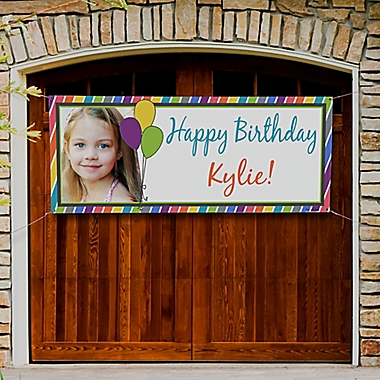 Party Stripe Photo Birthday Banner. View a larger version of this product image.