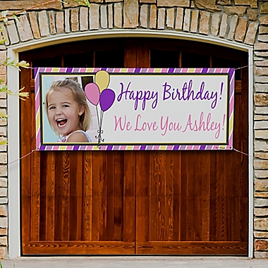 Party Stripe Photo Birthday Banner. View a larger version of this product image.