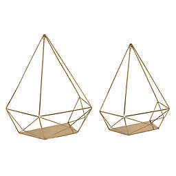 Kate and Laurel Prouve Metal Wall Shelves in Gold (2-Piece Set)