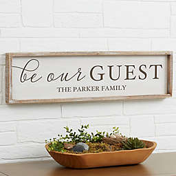 Be Our Guest Personalized Whitewashed Barnwood 30-Inch x 8-Inch Frame Wall Art