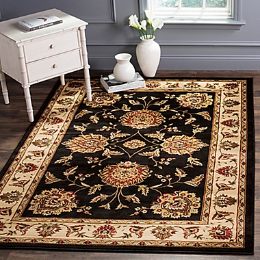 Safavieh Lyndhurst Flower Palmette 5-Foot 3 x 7-Foot 6-Inch Room Size Rug in Black. View a larger version of this product image.