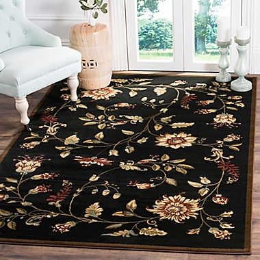Safavieh Lyndhurst Flower and Vine Room Size 8-Foot x 11-Foot Room Size Rug in Black. View a larger version of this product image.