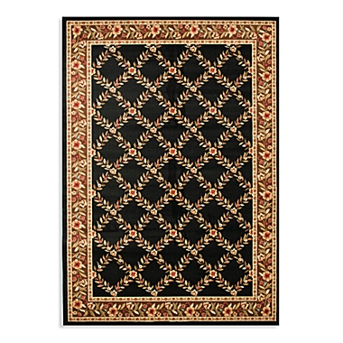 Safavieh Lyndhurst Flower and Vine 8-Foot x 11-Foot Room Size Rug in Black. View a larger version of this product image.