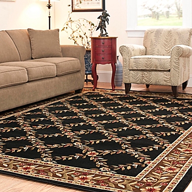 Safavieh Lyndhurst Flower and Vine 8-Foot x 11-Foot Room Size Rug in Black. View a larger version of this product image.