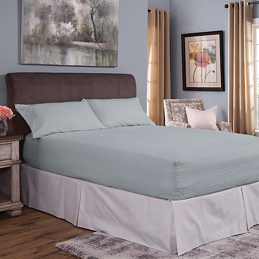 Alternate image 1 for Bed Tite® Cotton Flannel 150-Thread Count Queen Sheet Set in Light Blue