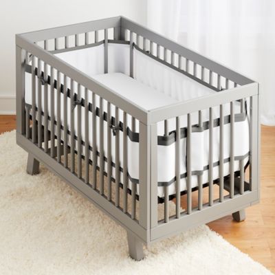 BreathableBaby&reg; Breathable Deluxe Mesh Crib Liner in Charcoal Linen