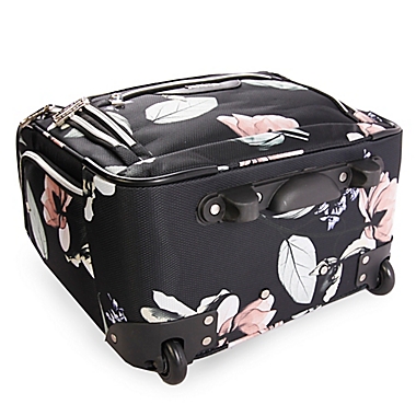 Bebe Valentina 16.5-Inch Softside Wheeled Underseat Luggage in Black. View a larger version of this product image.
