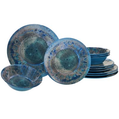 teal dishware set