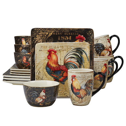 Alternate image 1 for Certified International Gilded Rooster 16-Piece Dinnerware Set