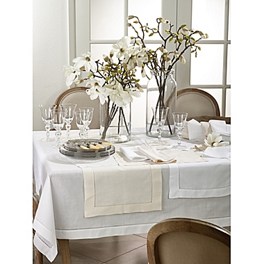 Saro Lifestyle Classic Hemstitch 72-Inch Table Runner in White. View a larger version of this product image.