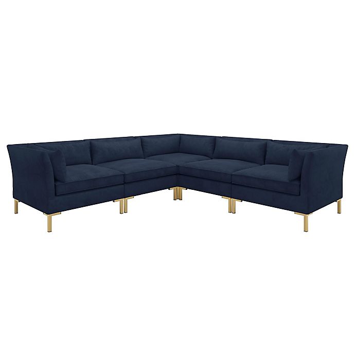 Doyer 5 Piece L Shaped Velvet Sectional, L Shaped Sectional Sofa Bed