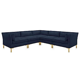Doyer 5-Piece L-Shaped Velvet Sectional Sofa