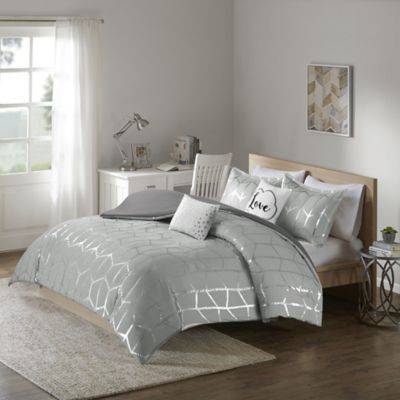 Intelligent Design Raina 5-Piece King/California King Duvet Cover Set in Grey/Silver