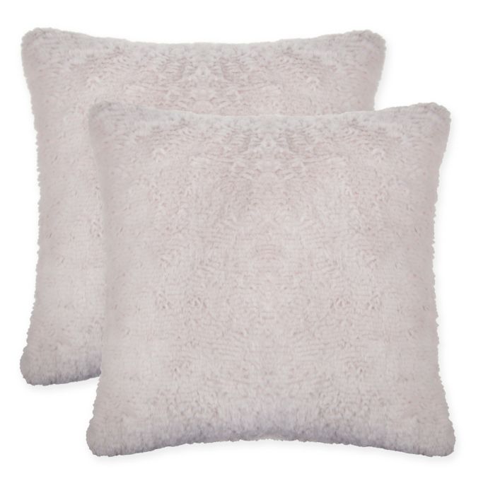 Animal Faux Fur Square Throw Pillows In Tan Set Of 2 Bed Bath