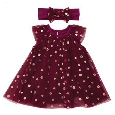 burgundy newborn dress